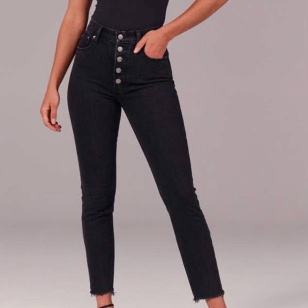 Abercrombie and Fitch high rise super skinny ankle 0 regular jeans. Button fly.